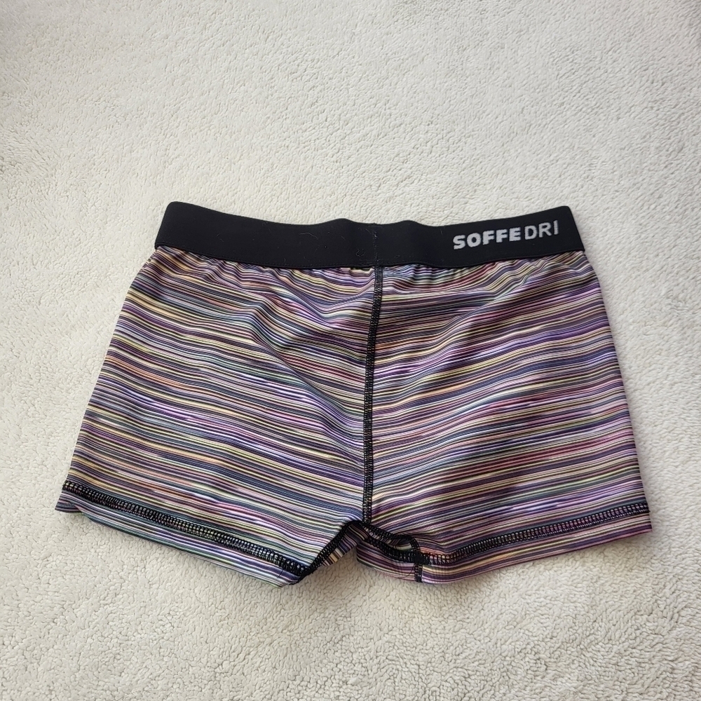 Soffe Fly Compression Shorts Purple Hued Stripes Women's Size Small - Picture 2 of 7